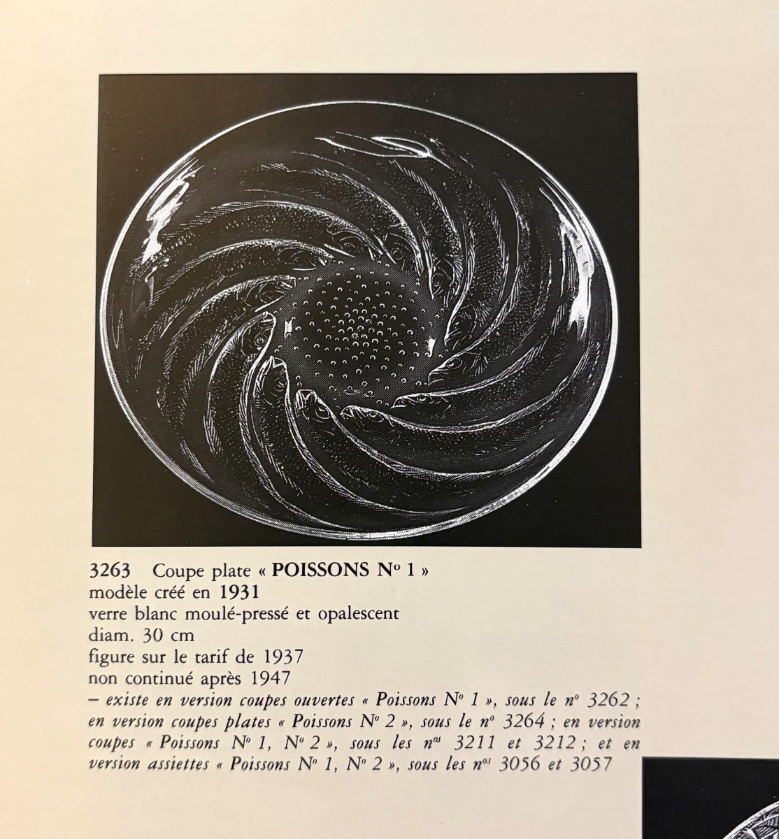 Coupe Art Déco "Poissons N°1" René Lalique Verre Opalescent-photo-5
