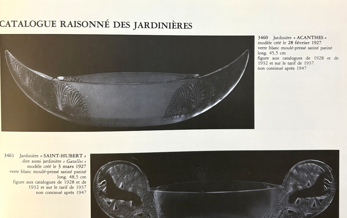 Jardinière Art Déco "Acanthes" René Lalique Verre Satiné Patiné-photo-7