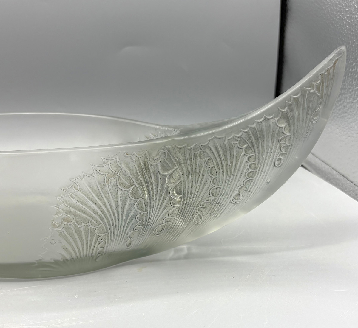 Jardinière Art Déco "Acanthes" René Lalique Verre Satiné Patiné-photo-1