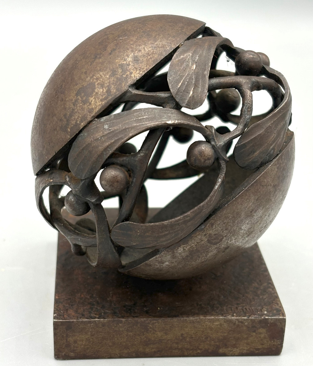 Presse Papier Art Déco Edgar Brandt "Boule de Gui"-photo-2