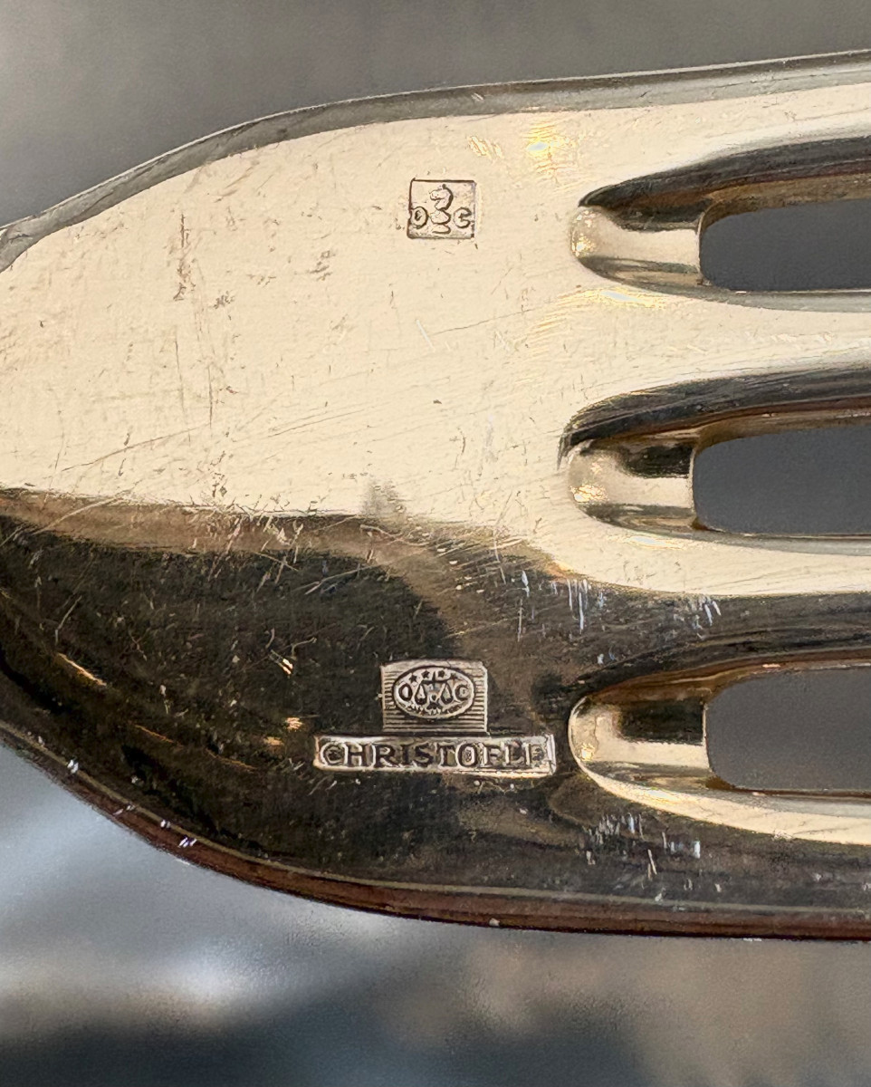 Christofle 56-piece Silver-plated Flatware Set, Pearl Pattern-photo-6