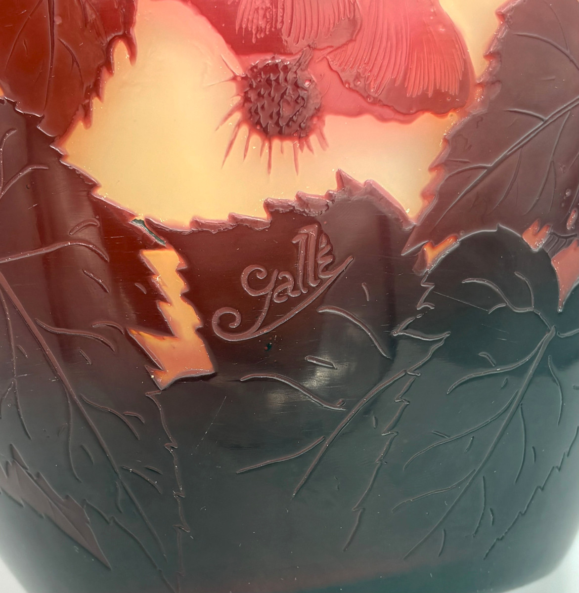 Imposant vase Art Nouveau "Abutilons" Emile Gallé à Nancy-photo-7