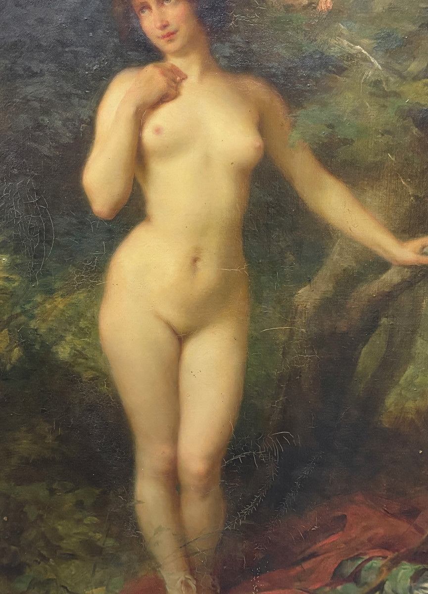 Tableau / Huile sur toile "Nymphe" Edouard Zier 1905 Nu Féminin Art Nouveau-photo-1