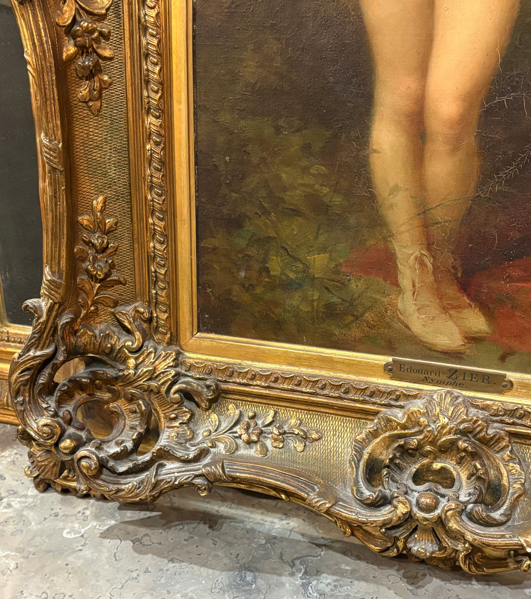 Tableau / Huile sur toile "Nymphe" Edouard Zier 1905 Nu Féminin Art Nouveau-photo-6