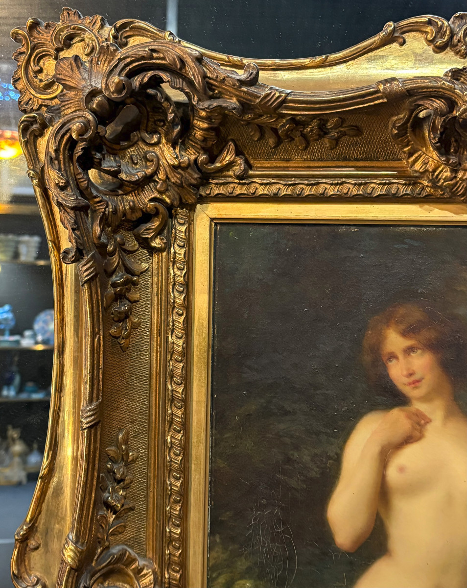 Tableau / Huile sur toile "Nymphe" Edouard Zier 1905 Nu Féminin Art Nouveau-photo-7