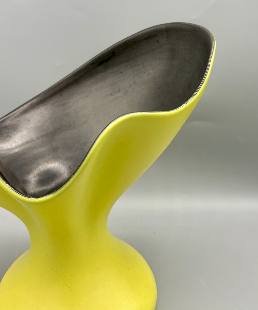 Rare Vase Corolle en Céramique émaillée Pol Chambost vers 1955-photo-1