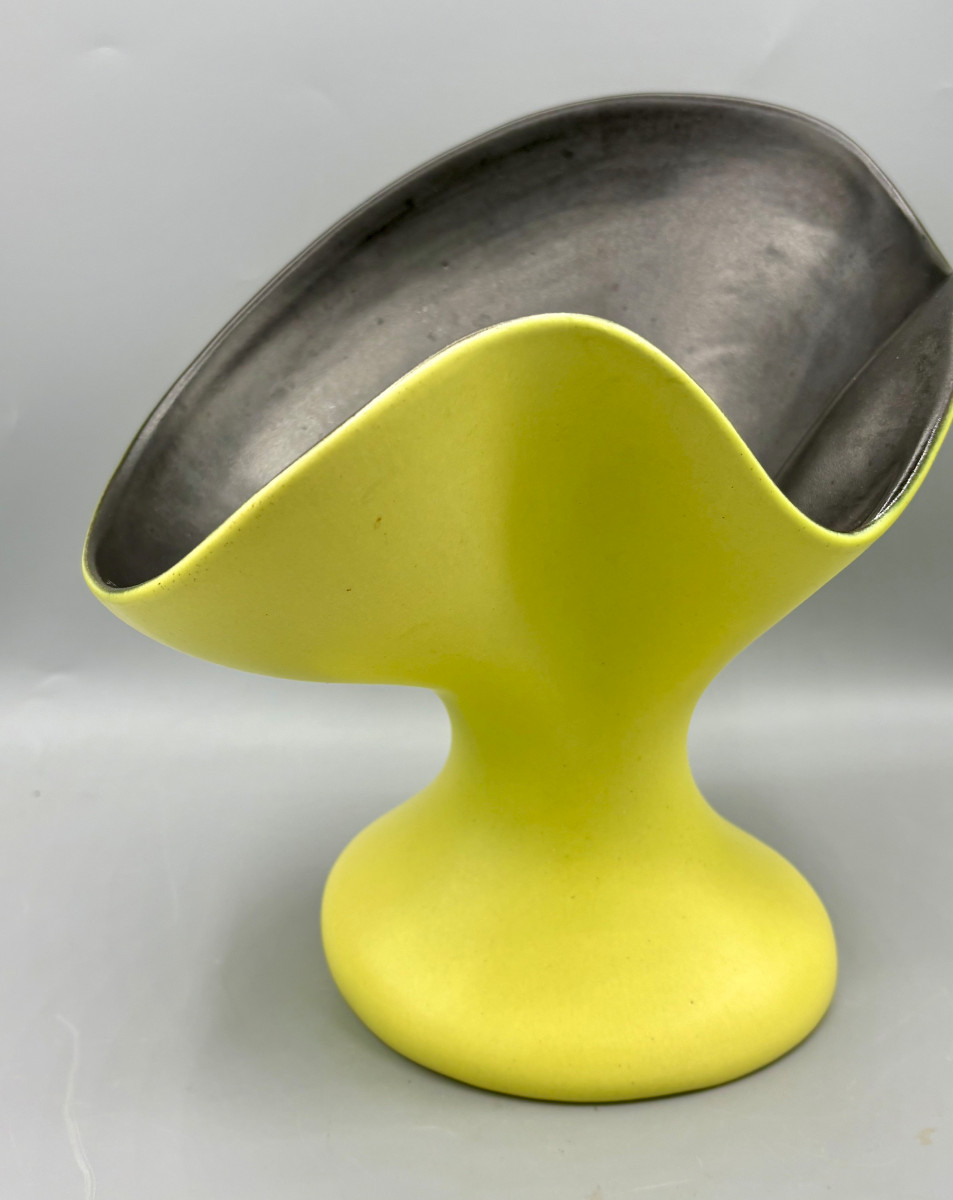 Rare Vase Corolle en Céramique émaillée Pol Chambost vers 1955-photo-3