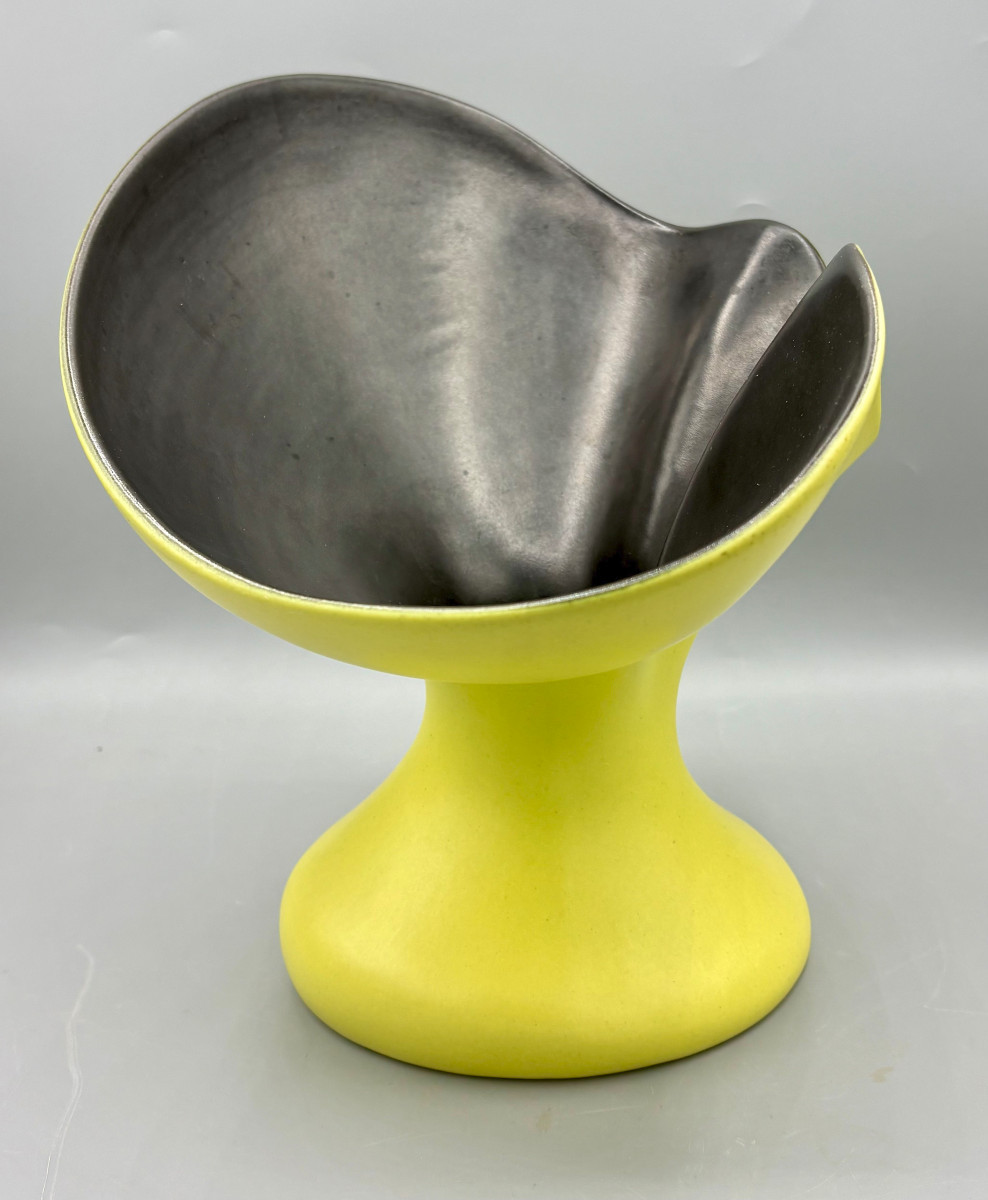 Rare Vase Corolle en Céramique émaillée Pol Chambost vers 1955-photo-4
