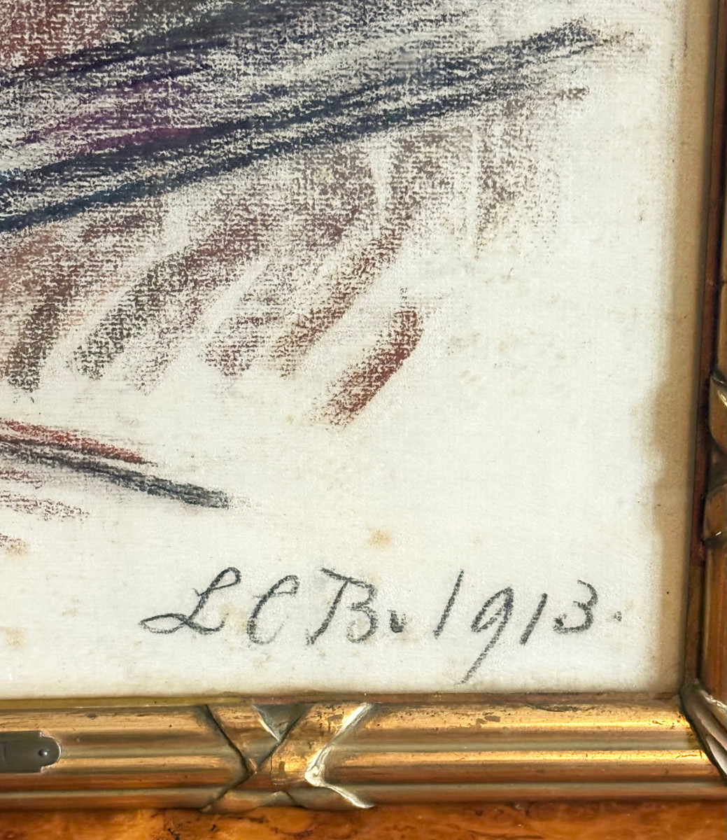 Louise Catherine Breslau - Pastel - Young Girl Sewing 1913-photo-3