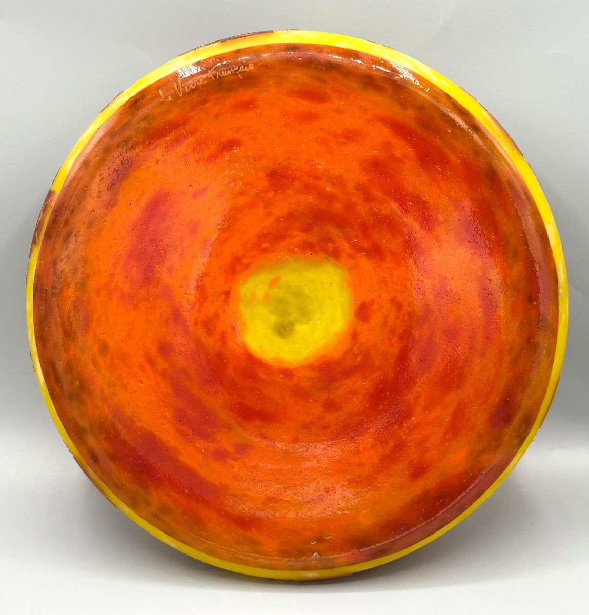 Large Art Deco "frênes" Bowl By Schneider - French Glass-photo-4