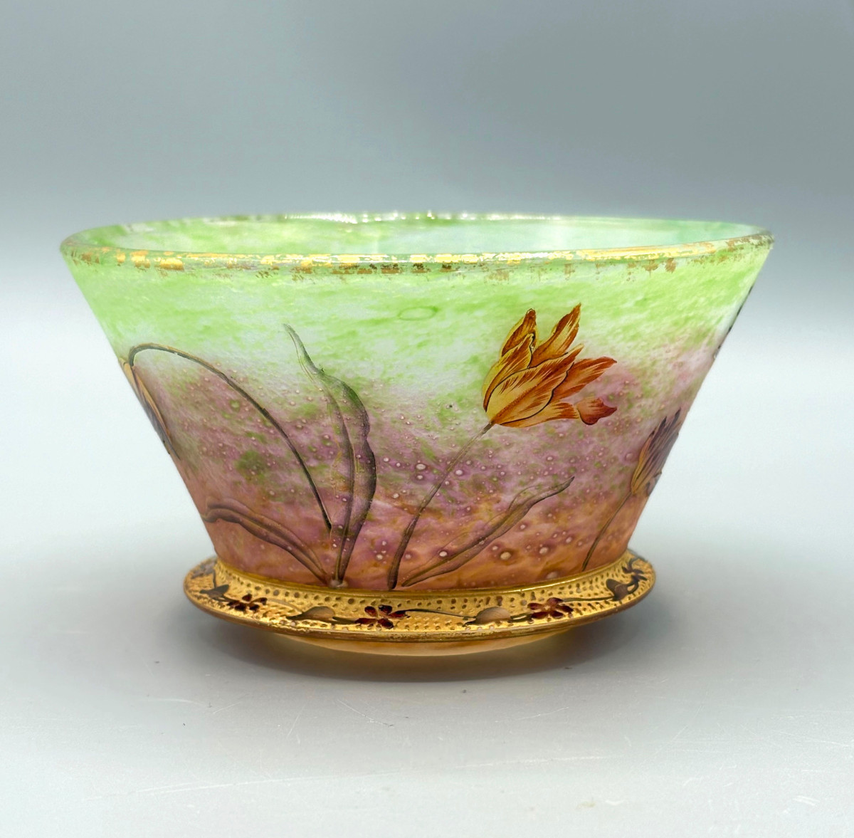 Superbe Coupe Art Nouveau aux Tulipes Daum Nancy-photo-2