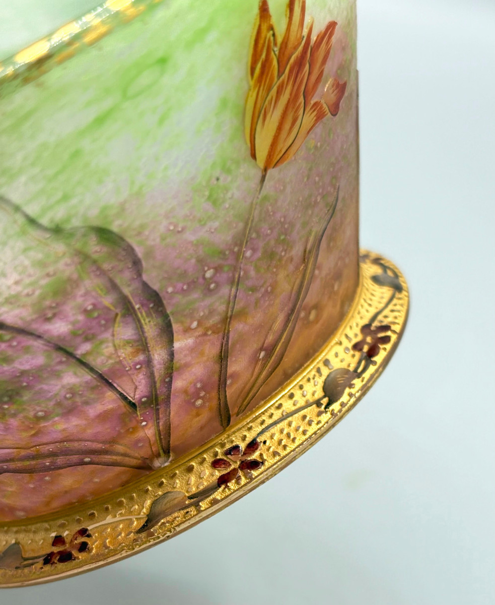 Superbe Coupe Art Nouveau aux Tulipes Daum Nancy-photo-5