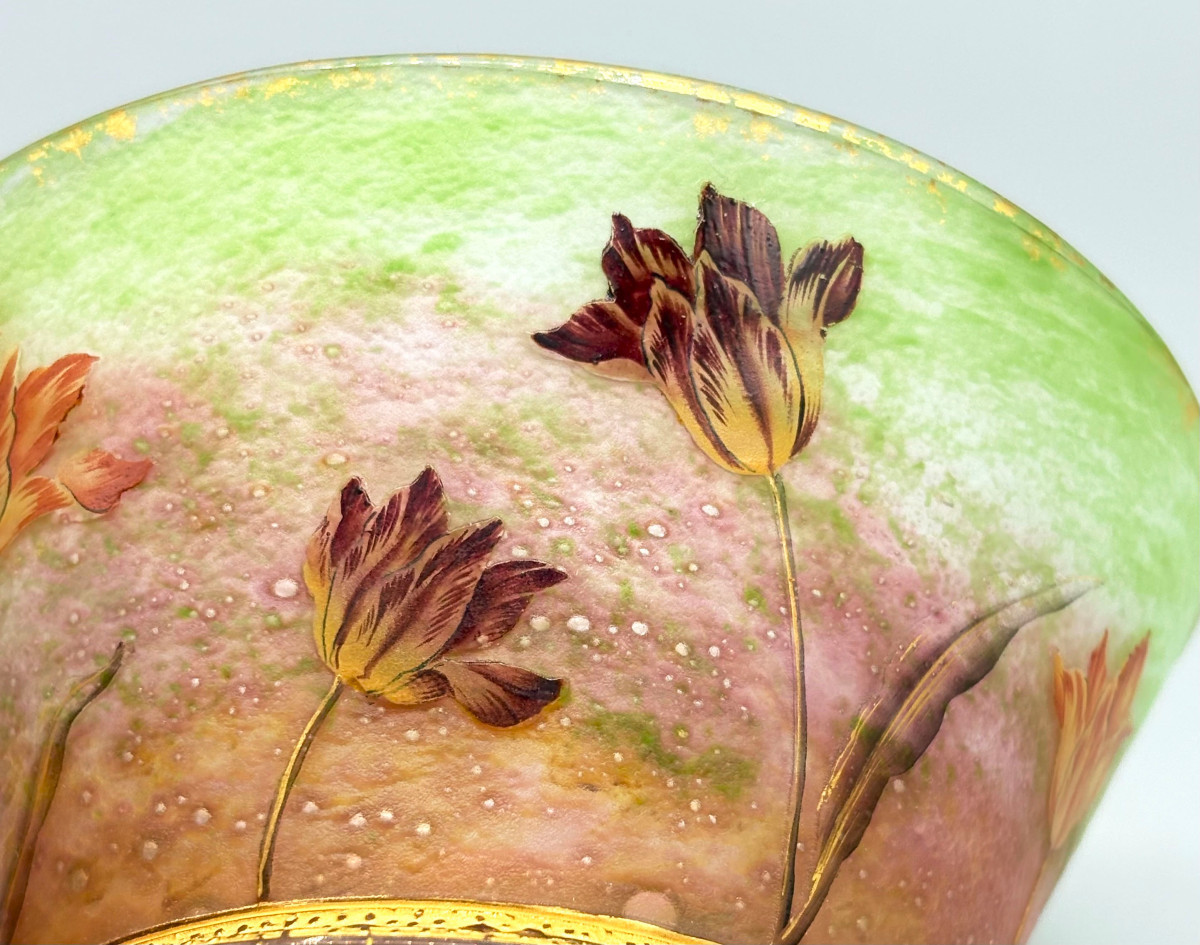 Superbe Coupe Art Nouveau aux Tulipes Daum Nancy-photo-6
