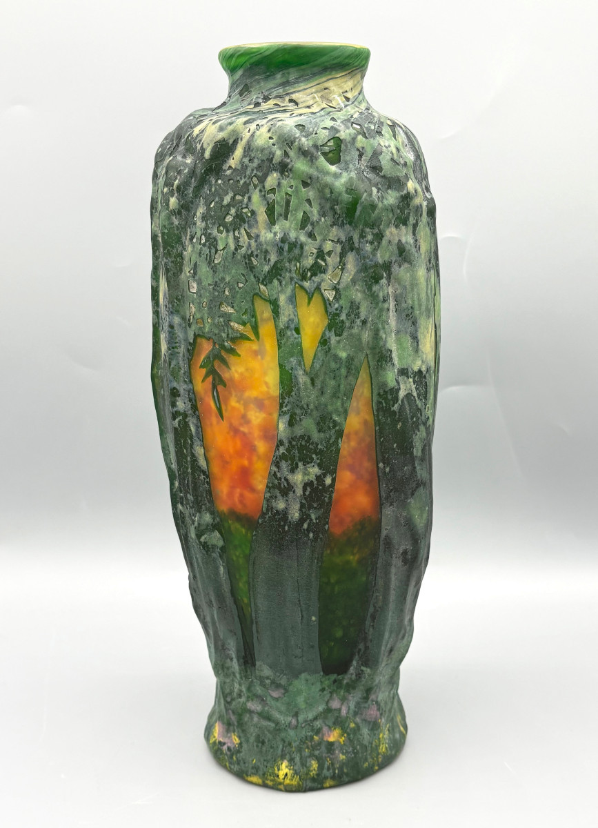 Art Nouveau "saules Soleil Couchant" Vase By Daum Nancy Blown And Molded-photo-2