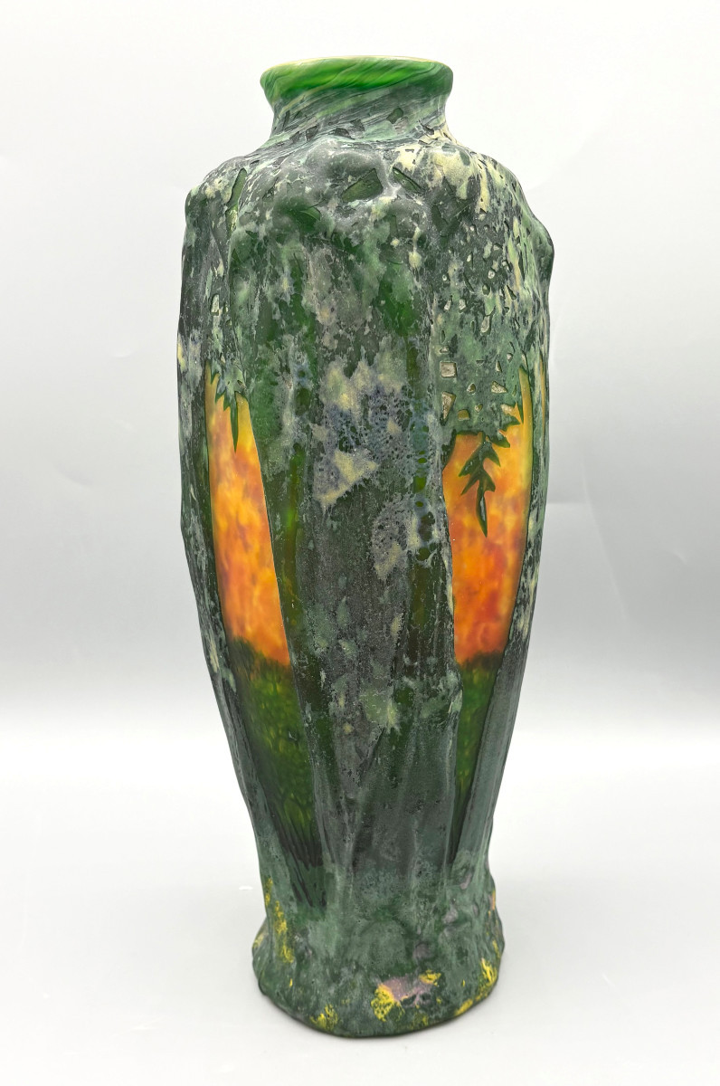 Art Nouveau "saules Soleil Couchant" Vase By Daum Nancy Blown And Molded-photo-4