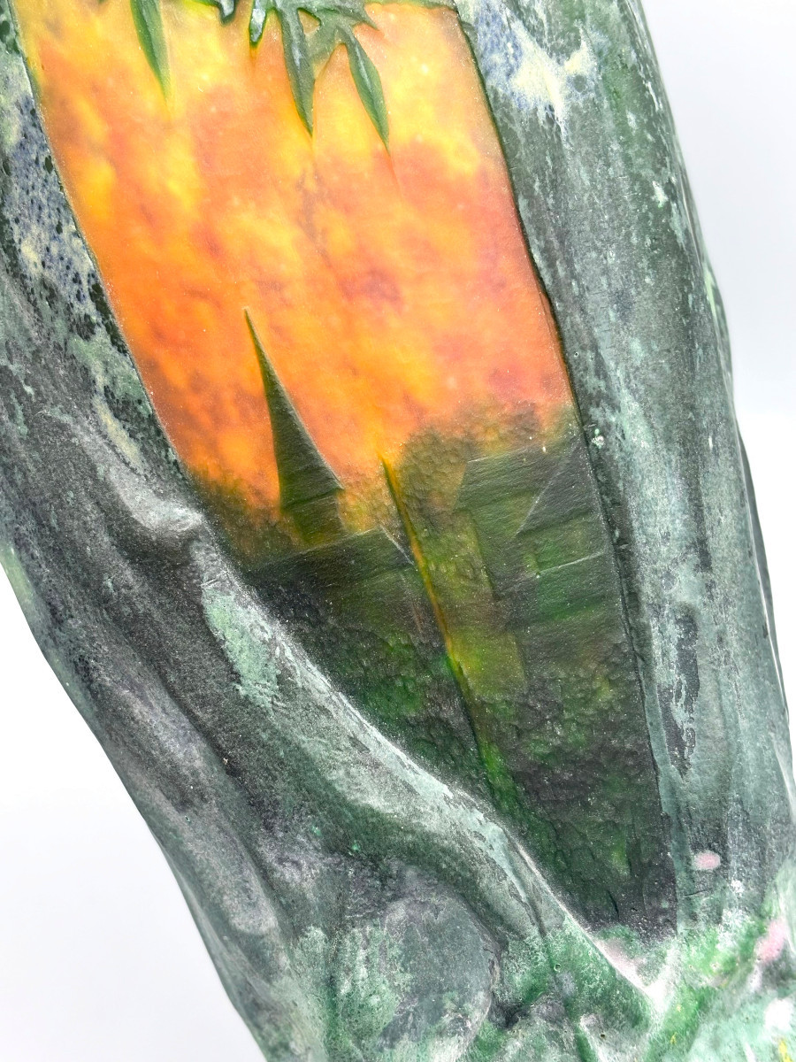 Art Nouveau "saules Soleil Couchant" Vase By Daum Nancy Blown And Molded-photo-4