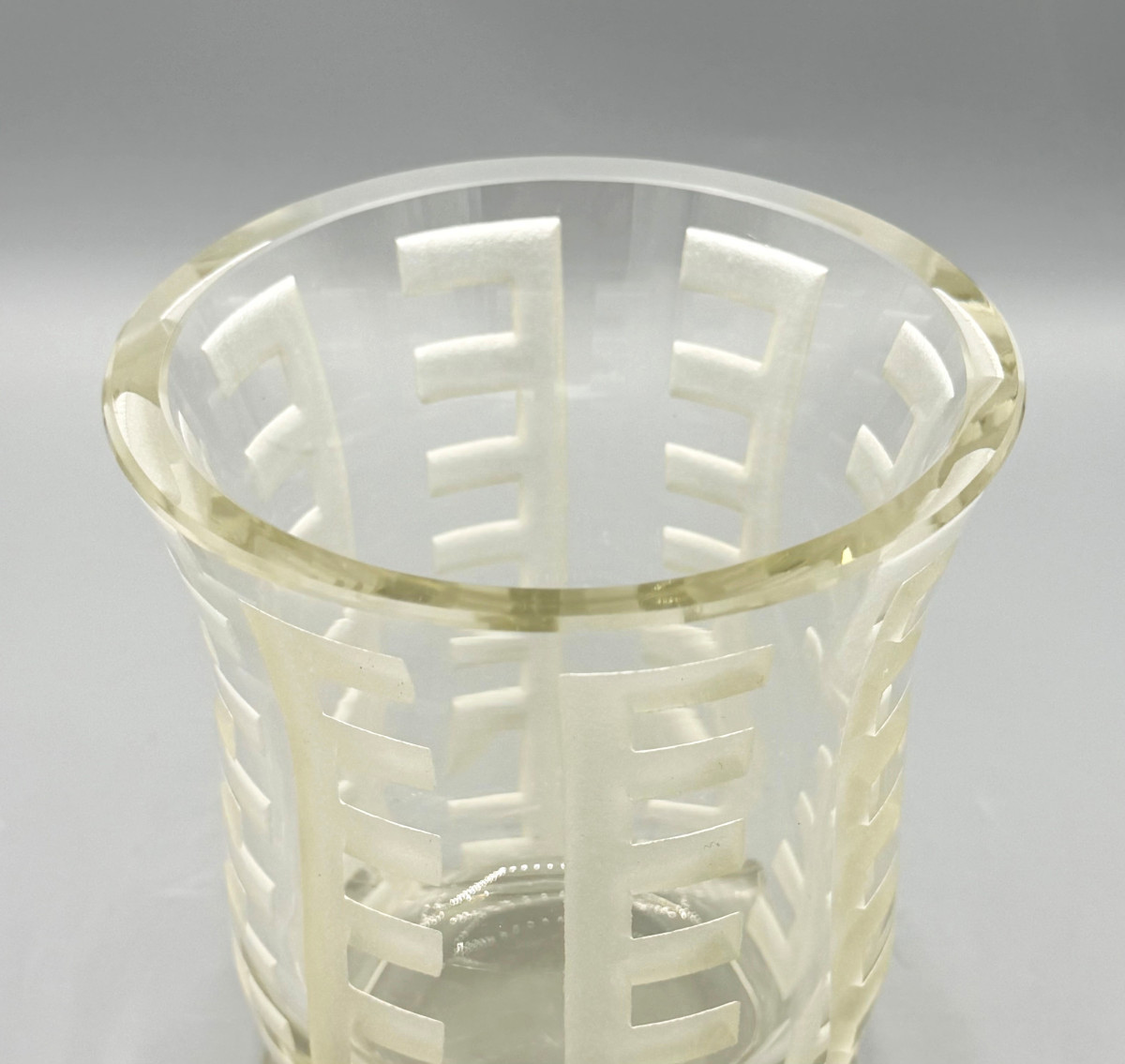 Art Deco Engraved Glass Vase Signed Jean Luce Circa 1930-photo-4