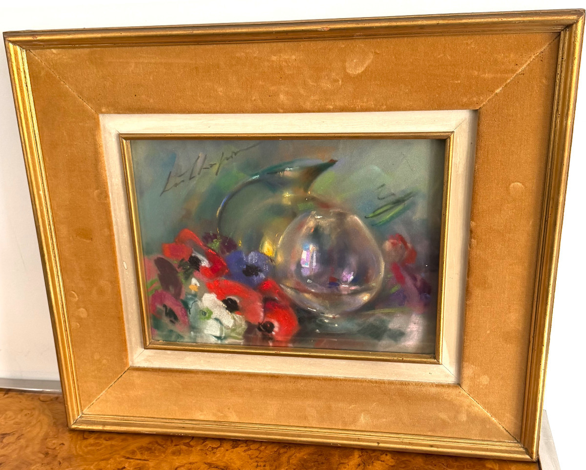 Pastel By Léa Chapon (1905 - 2000) Still Life With Anemones