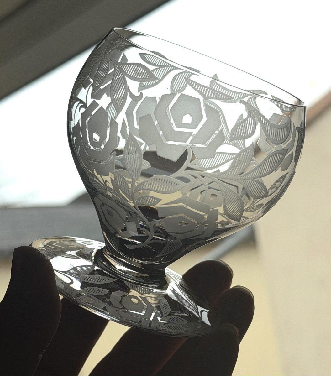 6 Baccarat Crystal Water Glasses Fontenay Art Deco Model-photo-4