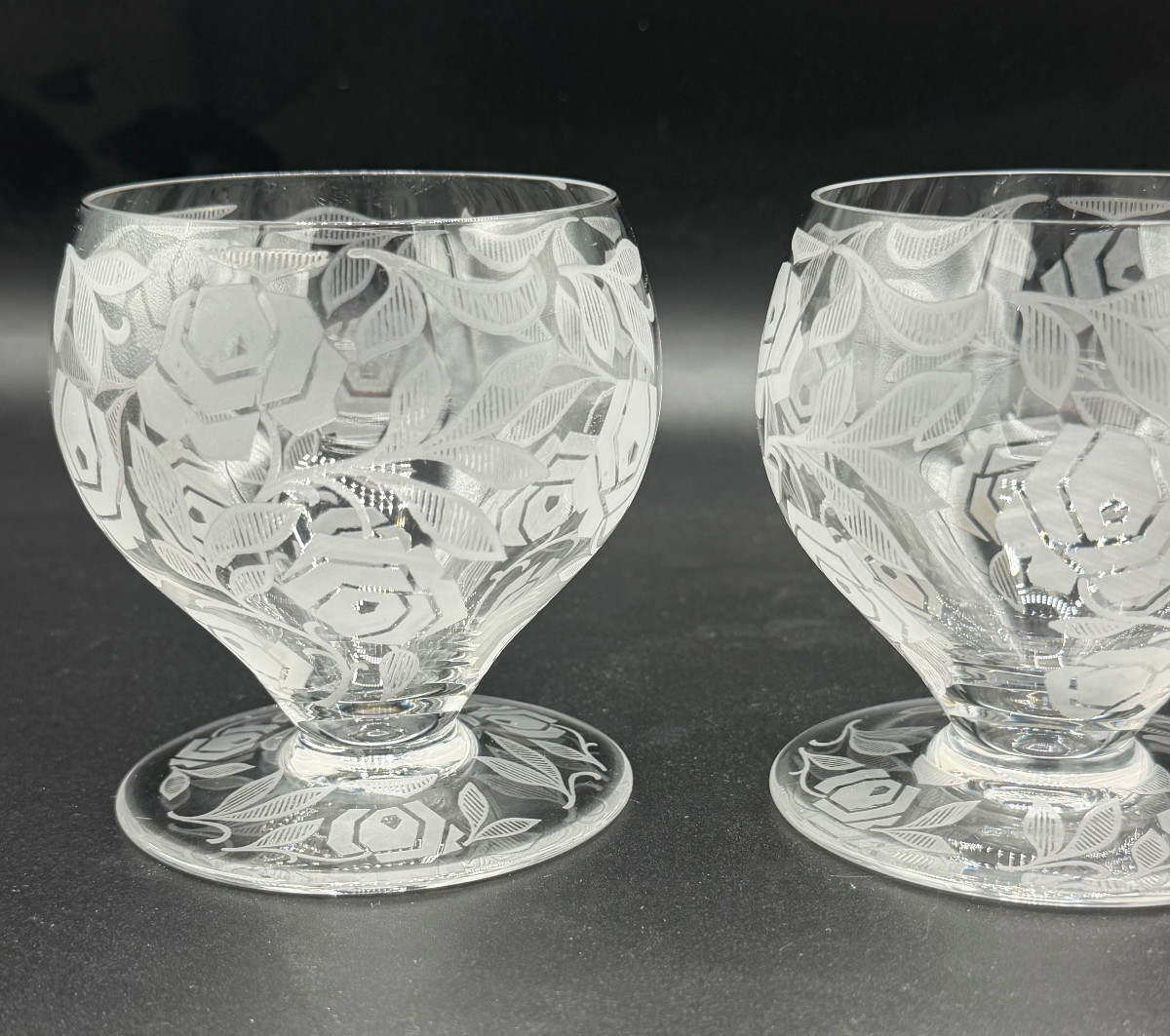 2 Baccarat Crystal Water Glasses Fontenay Art Deco Model-photo-3