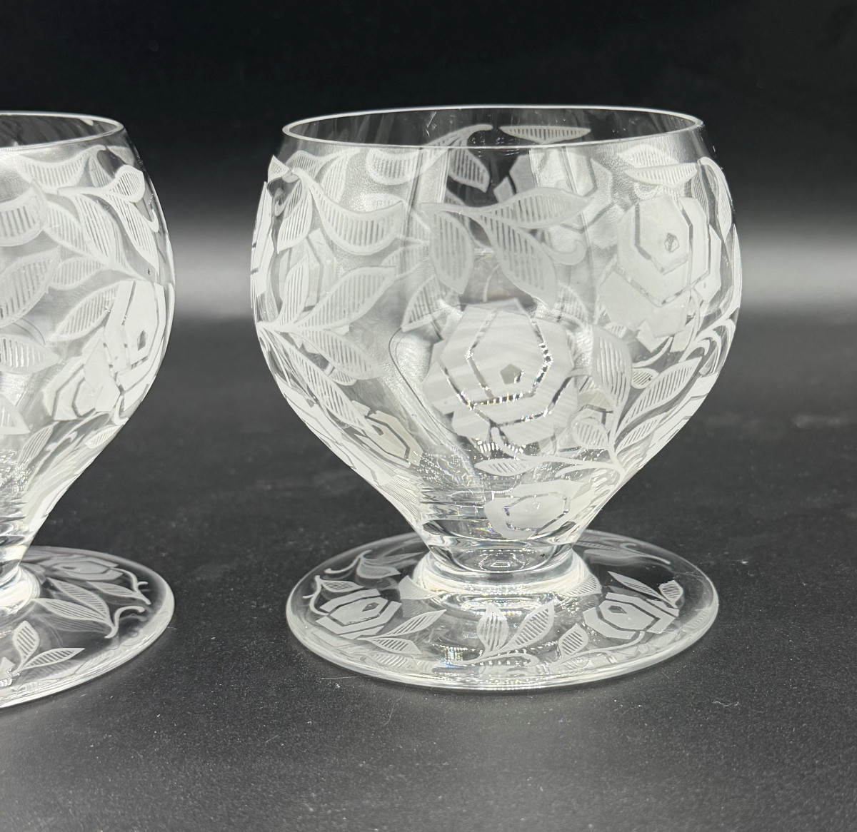 2 Baccarat Crystal Water Glasses Fontenay Art Deco Model-photo-4