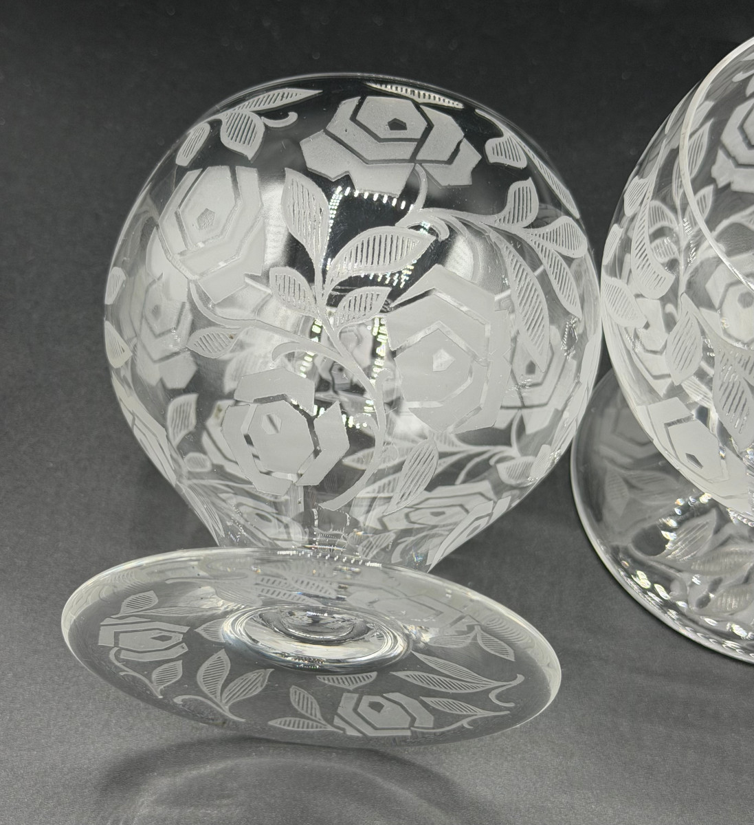 2 Baccarat Crystal Water Glasses Fontenay Art Deco Model-photo-1