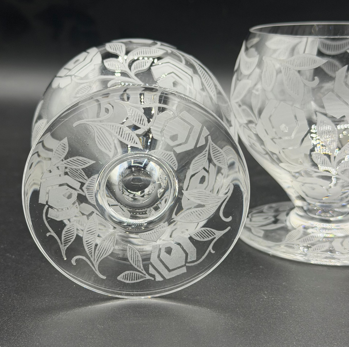 2 Baccarat Crystal Water Glasses Fontenay Art Deco Model-photo-2