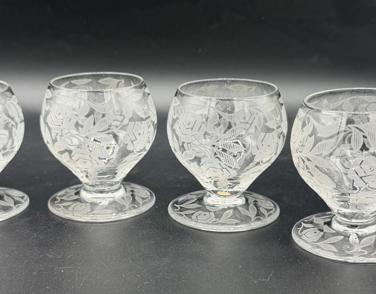6 Baccarat Crystal Aperitif Glasses Fontenay Art Deco Model-photo-4