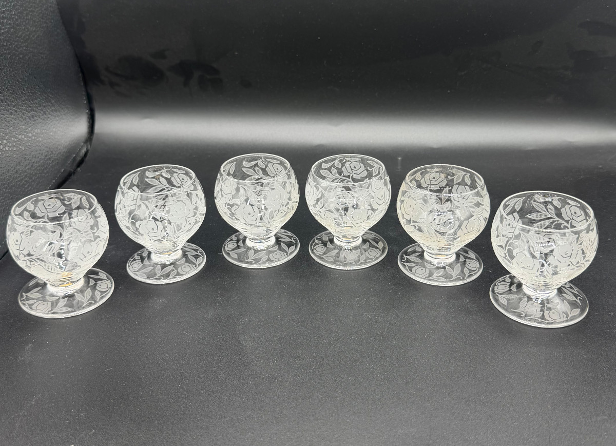 6 Verres à Apéritif en Cristal de Baccarat modèle Fontenay Art déco-photo-2