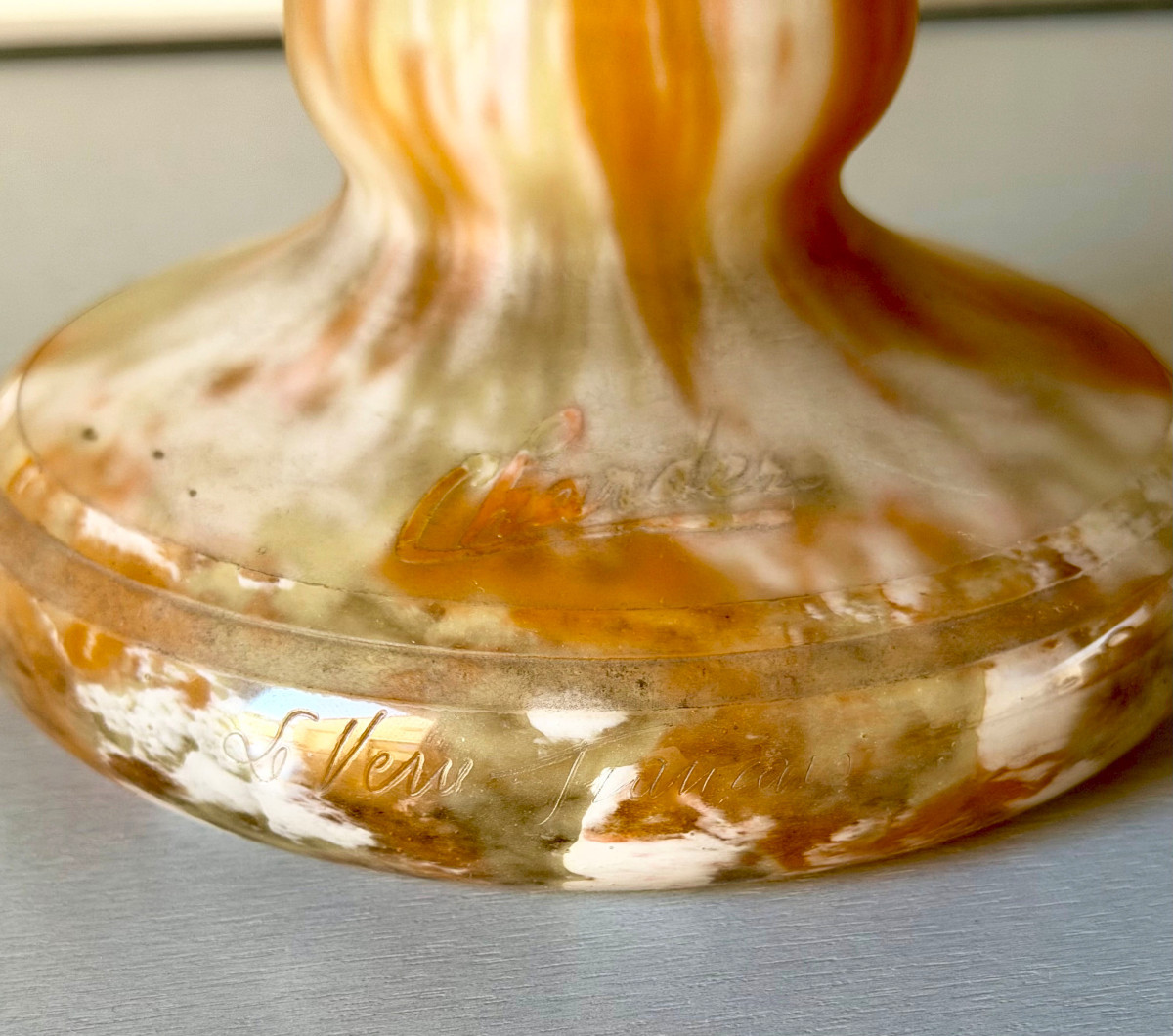 Grand Vase Art Déco "Ancolies" Schneider Le Verre Français-photo-7