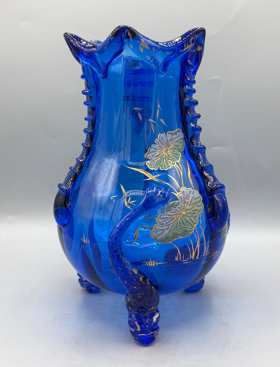 Vase Art Nouveau aux Fleurs de Lotus Auguste Jean vers 1880-photo-2