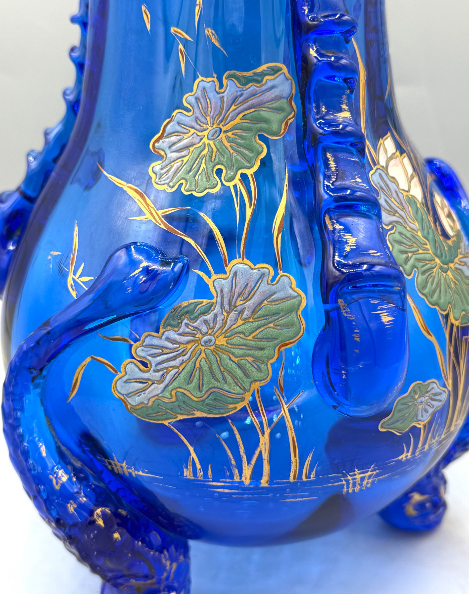 Vase Art Nouveau aux Fleurs de Lotus Auguste Jean vers 1880-photo-2