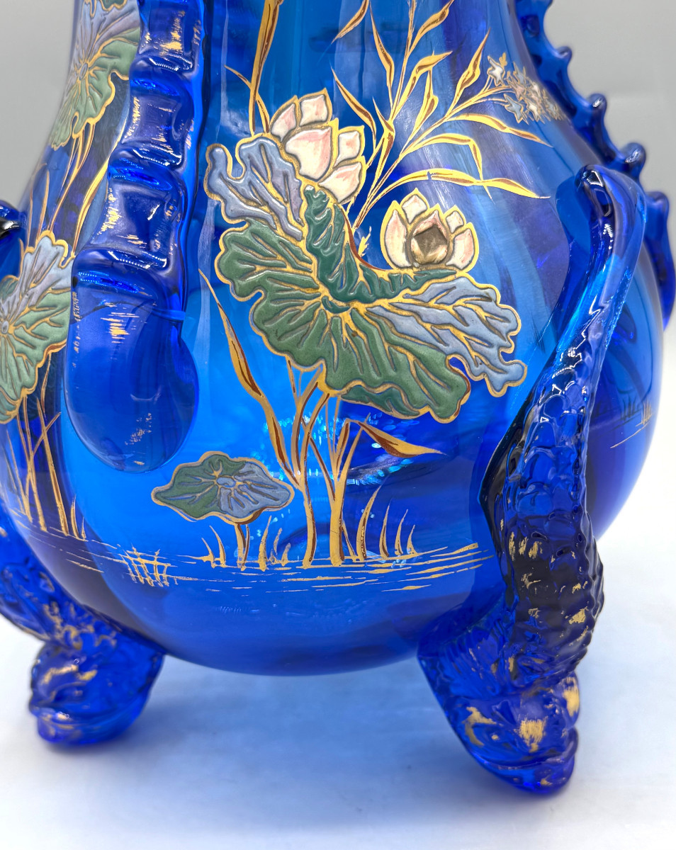 Vase Art Nouveau aux Fleurs de Lotus Auguste Jean vers 1880-photo-3