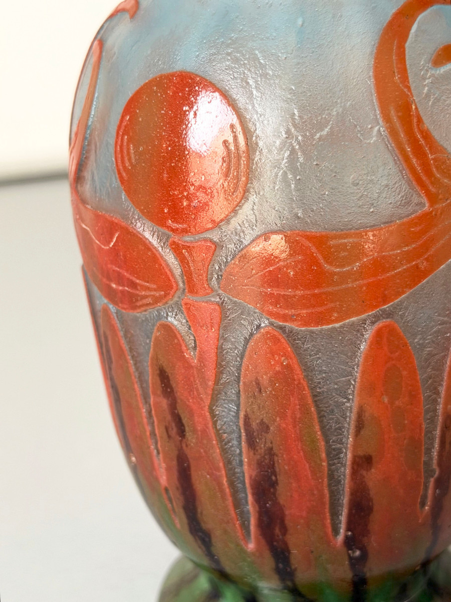 Art Deco "dragonflies" Vase By Schneider - Le Verre Français-photo-2