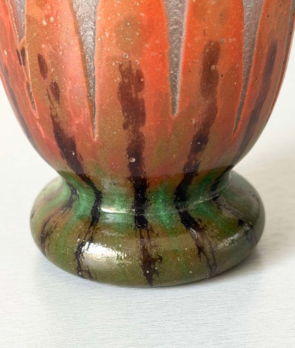 Art Deco "dragonflies" Vase By Schneider - Le Verre Français-photo-3