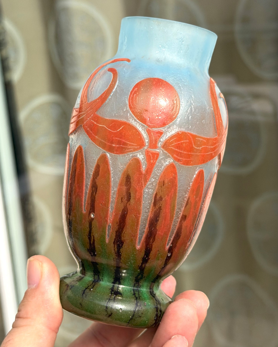 Art Deco "dragonflies" Vase By Schneider - Le Verre Français-photo-6