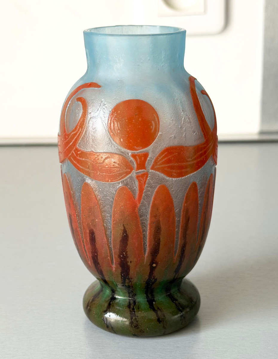 Art Deco "dragonflies" Vase By Schneider - Le Verre Français
