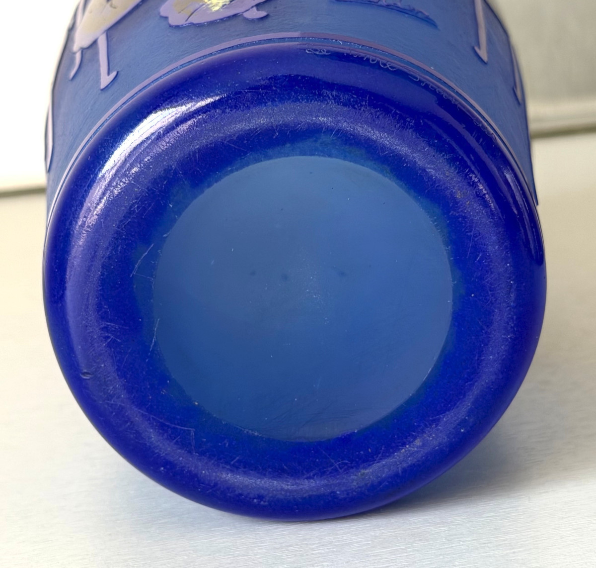 Art Deco Vase "blue Nasturtiums" By Schneider - Le Verre Français-photo-6