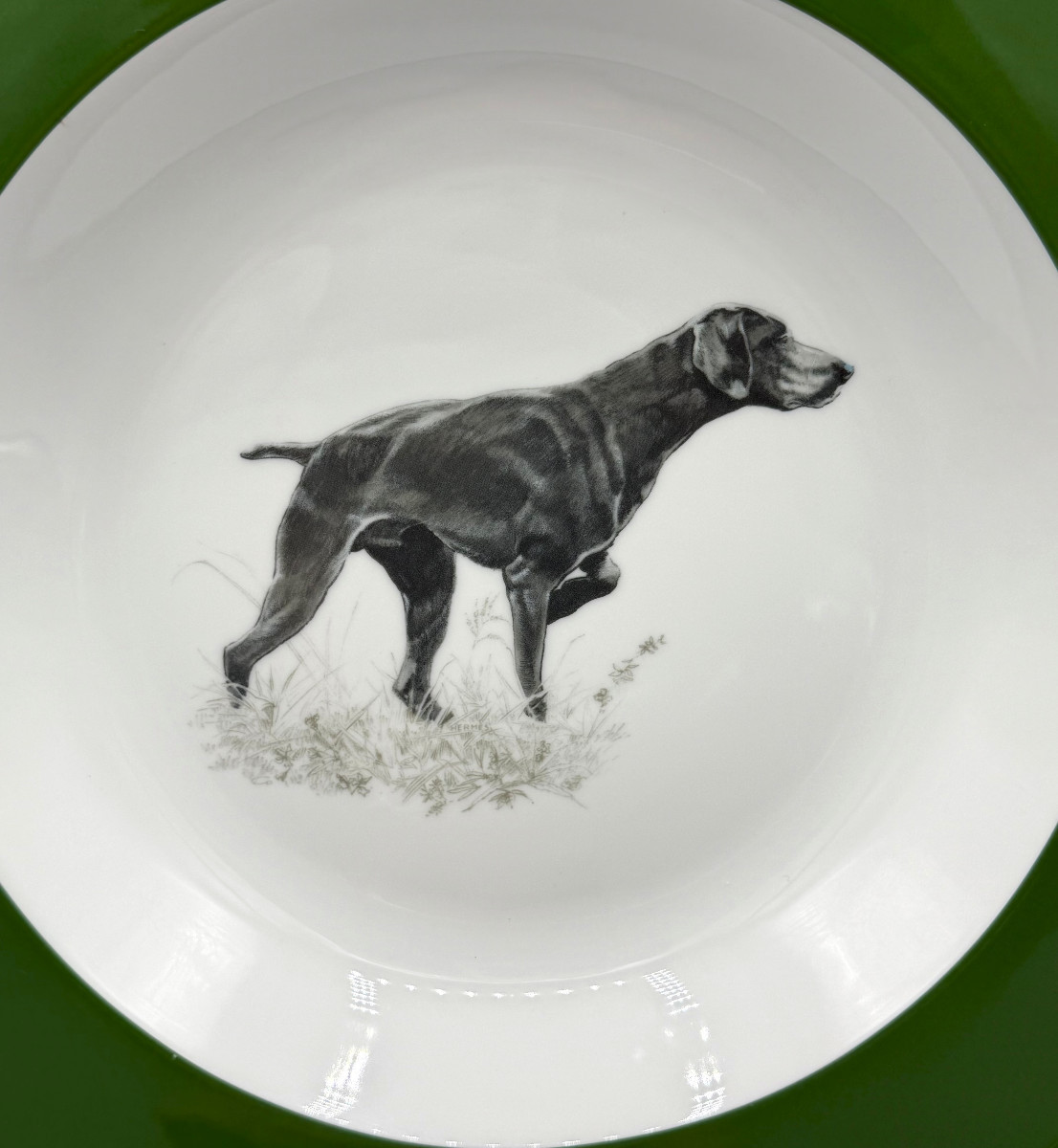 Hermes Paris Porcelain Bowl "hounds And Pointing Dogs"-photo-2