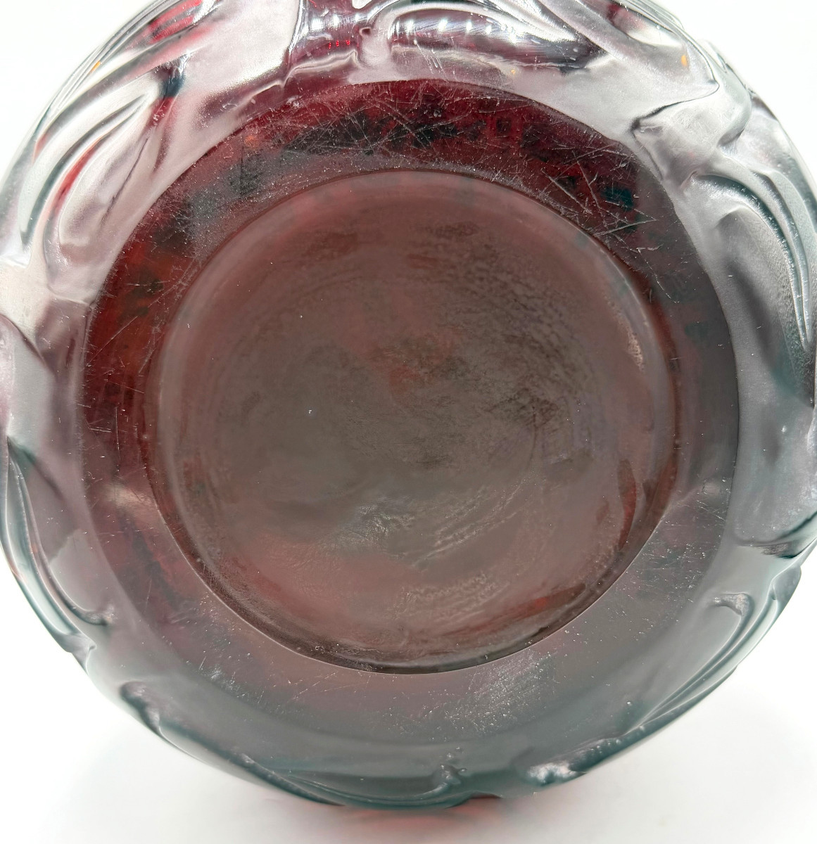 Art Deco "sophora" Vase In Amber Red Glass By René Lalique, 1926-photo-6