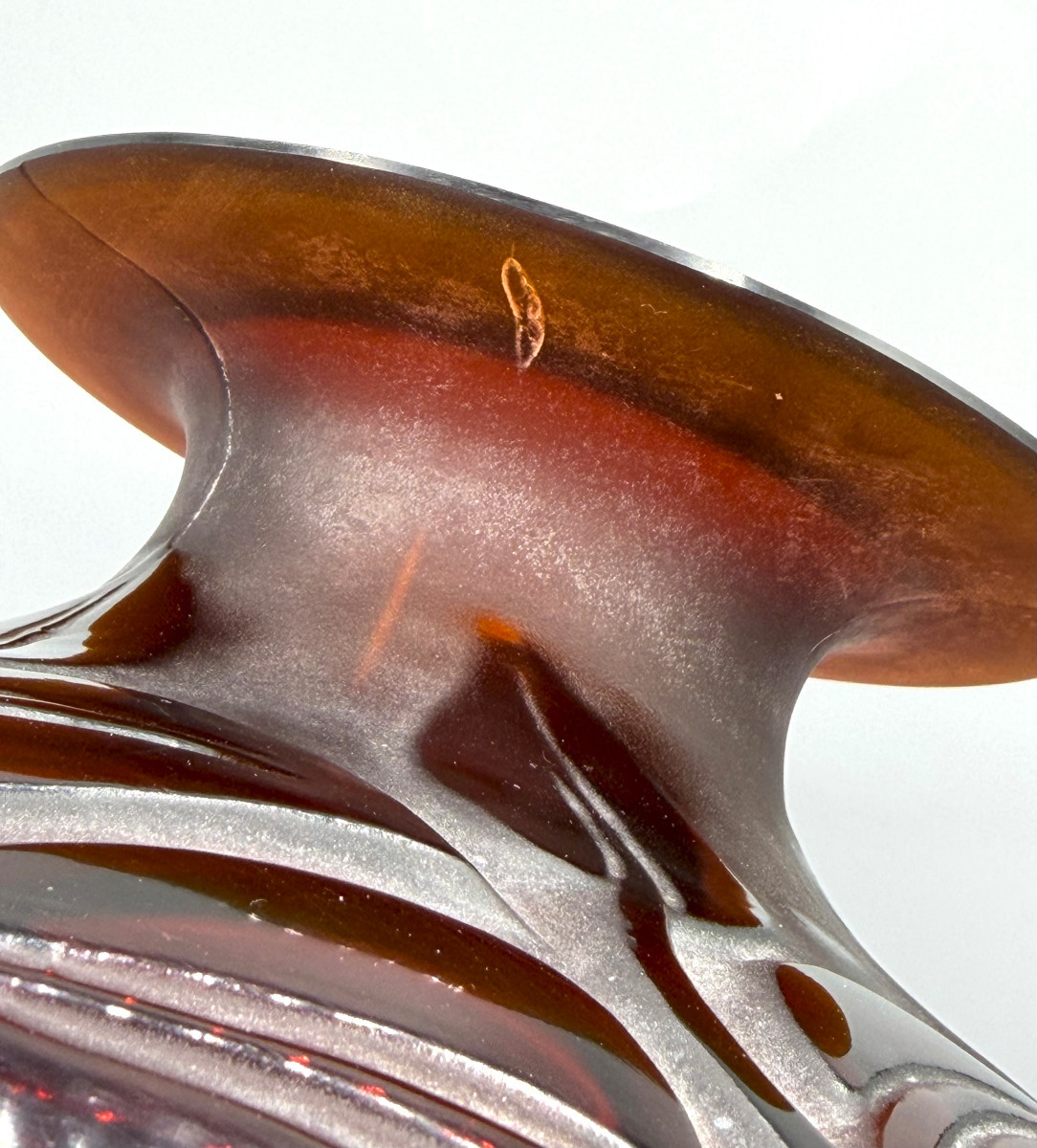 Art Deco "sophora" Vase In Amber Red Glass By René Lalique, 1926-photo-8