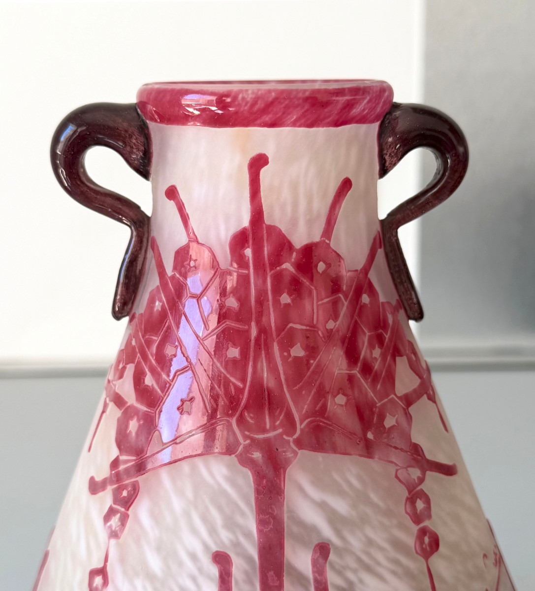 Art Deco "rhododendron" Vase By Schneider - Le Verre Français-photo-1