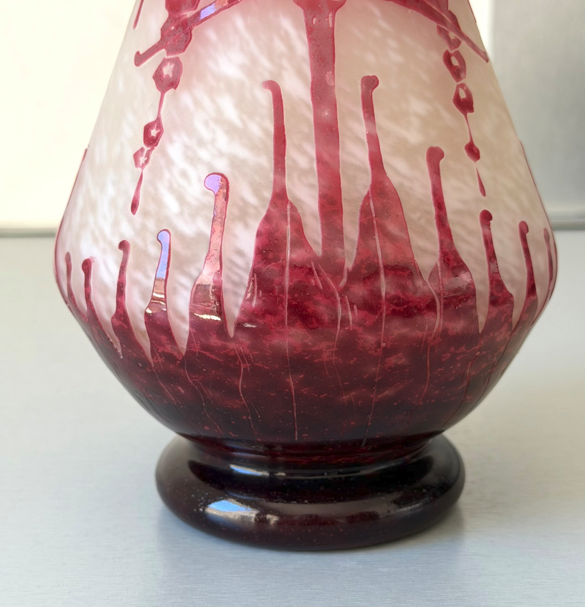 Art Deco "rhododendron" Vase By Schneider - Le Verre Français-photo-2
