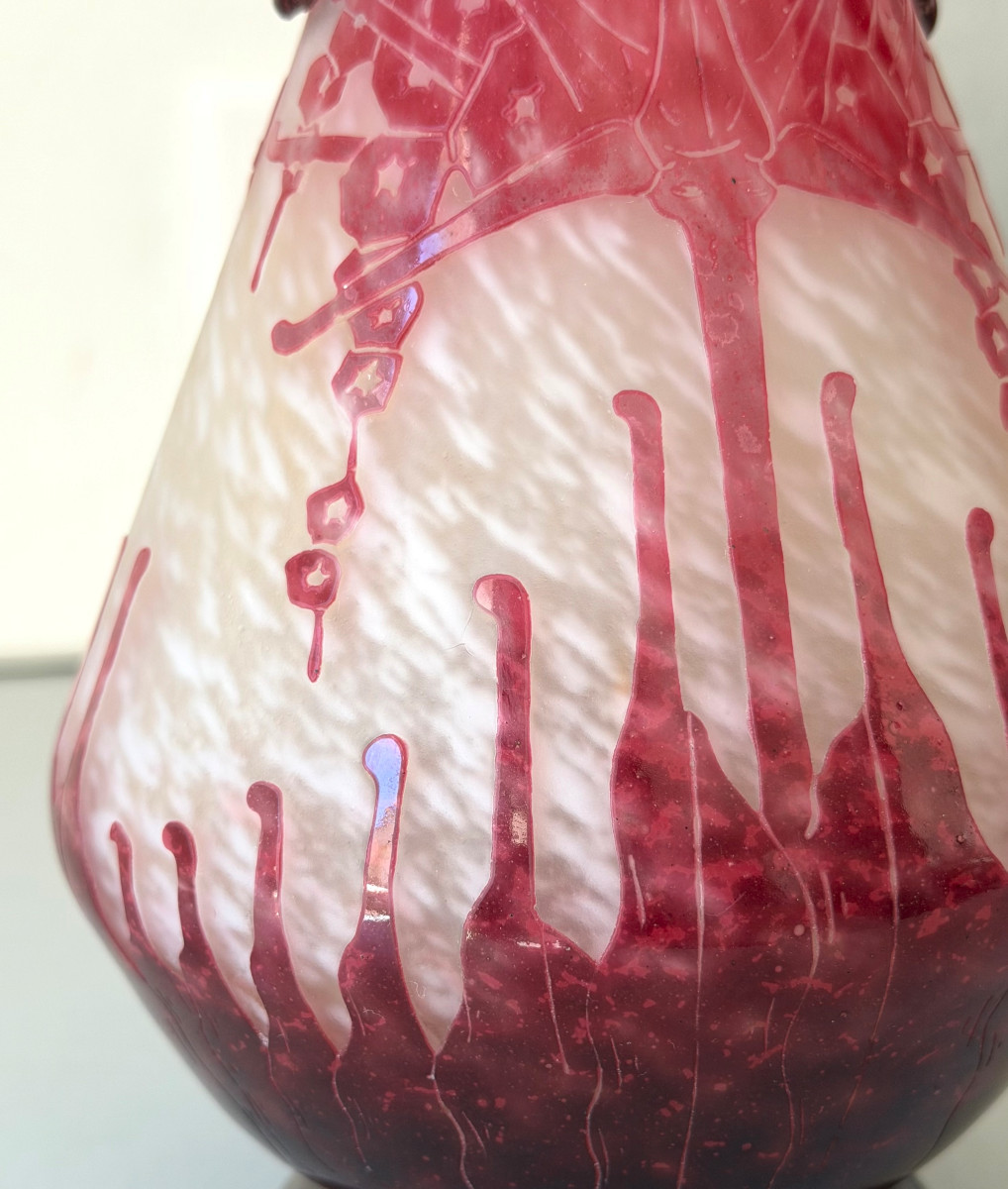 Art Deco "rhododendron" Vase By Schneider - Le Verre Français-photo-5