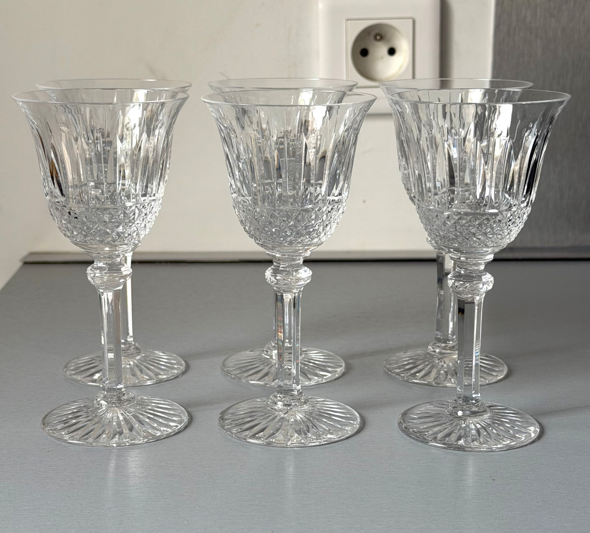 6 Verres à Vin Blanc ou Porto en Cristal Saint Louis modèle Tommy -photo-2