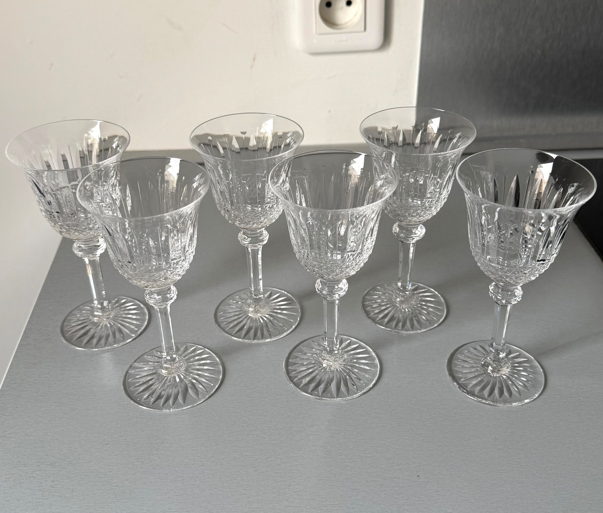 6 Verres à Vin Blanc ou Porto en Cristal Saint Louis modèle Tommy -photo-3