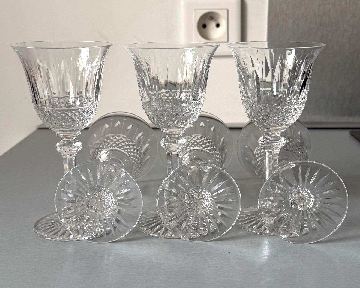 6 Verres à Vin Blanc ou Porto en Cristal Saint Louis modèle Tommy -photo-4