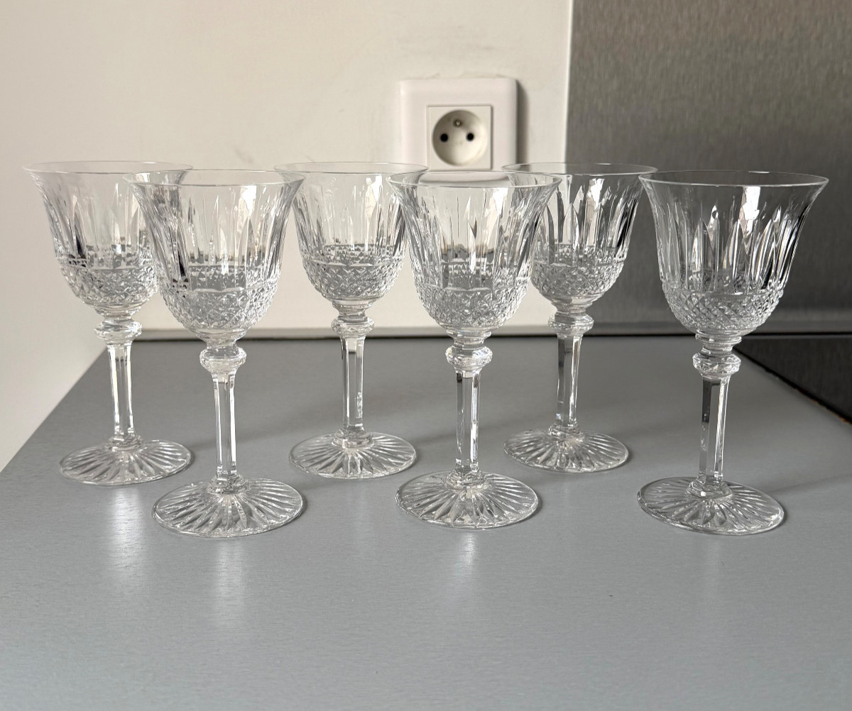 6 Verres à Vin Blanc ou Porto en Cristal Saint Louis modèle Tommy 