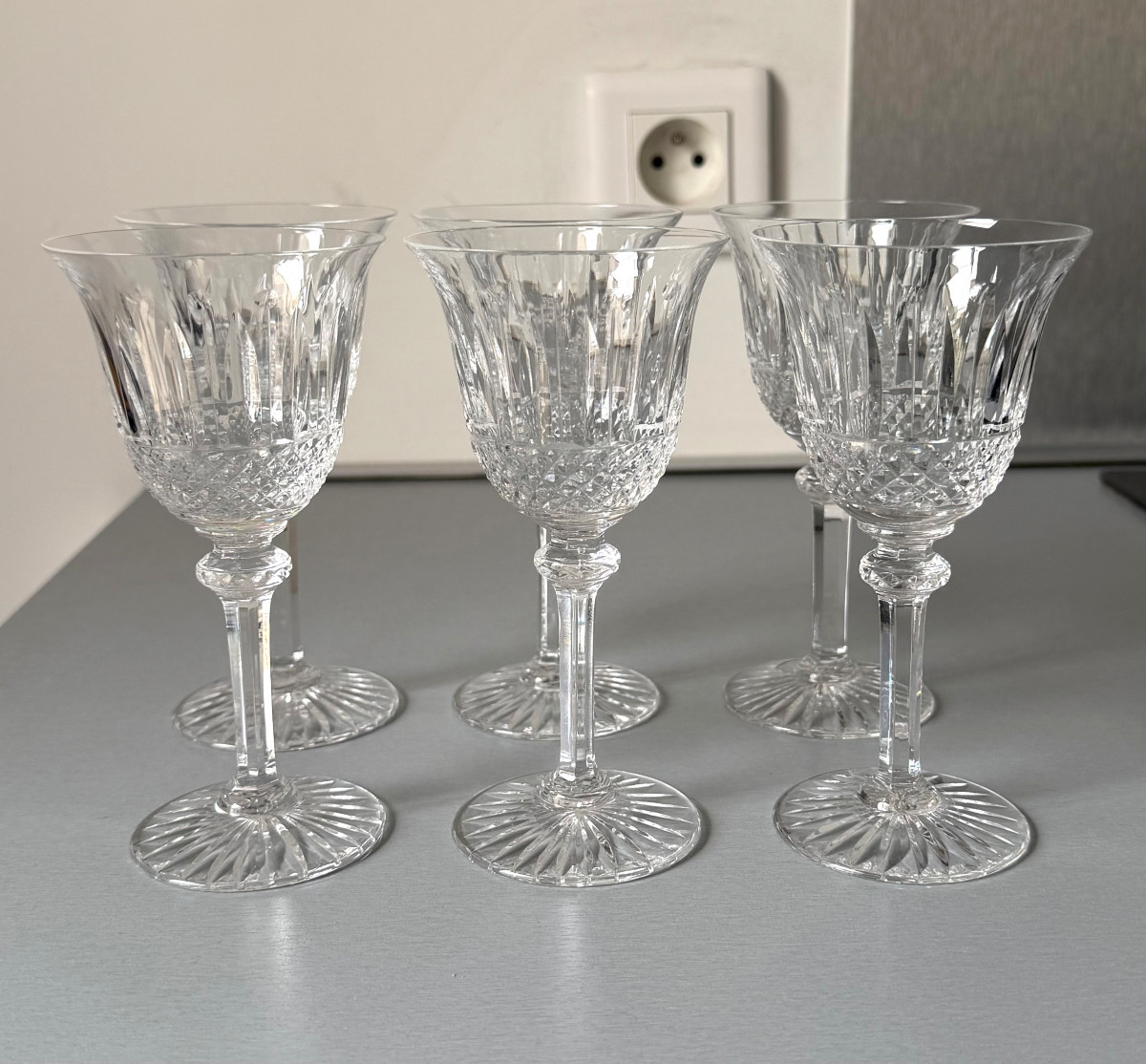 6 Verres à Vin Blanc ou Porto en Cristal Saint Louis modèle Tommy-photo-2
