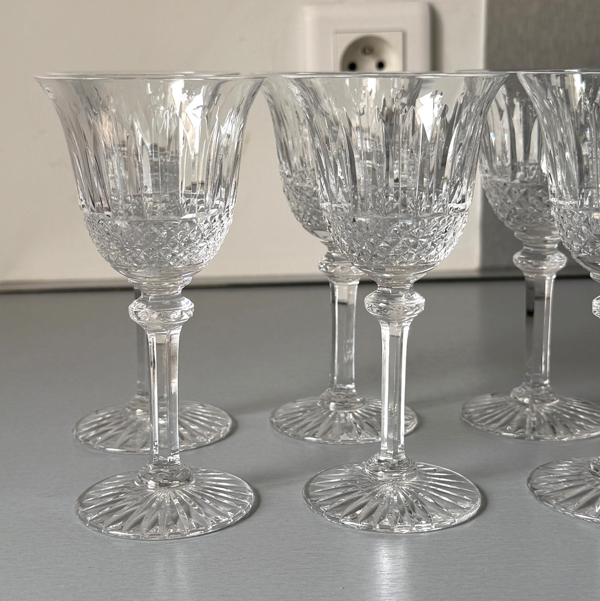 6 Verres à Vin Blanc ou Porto en Cristal Saint Louis modèle Tommy-photo-1